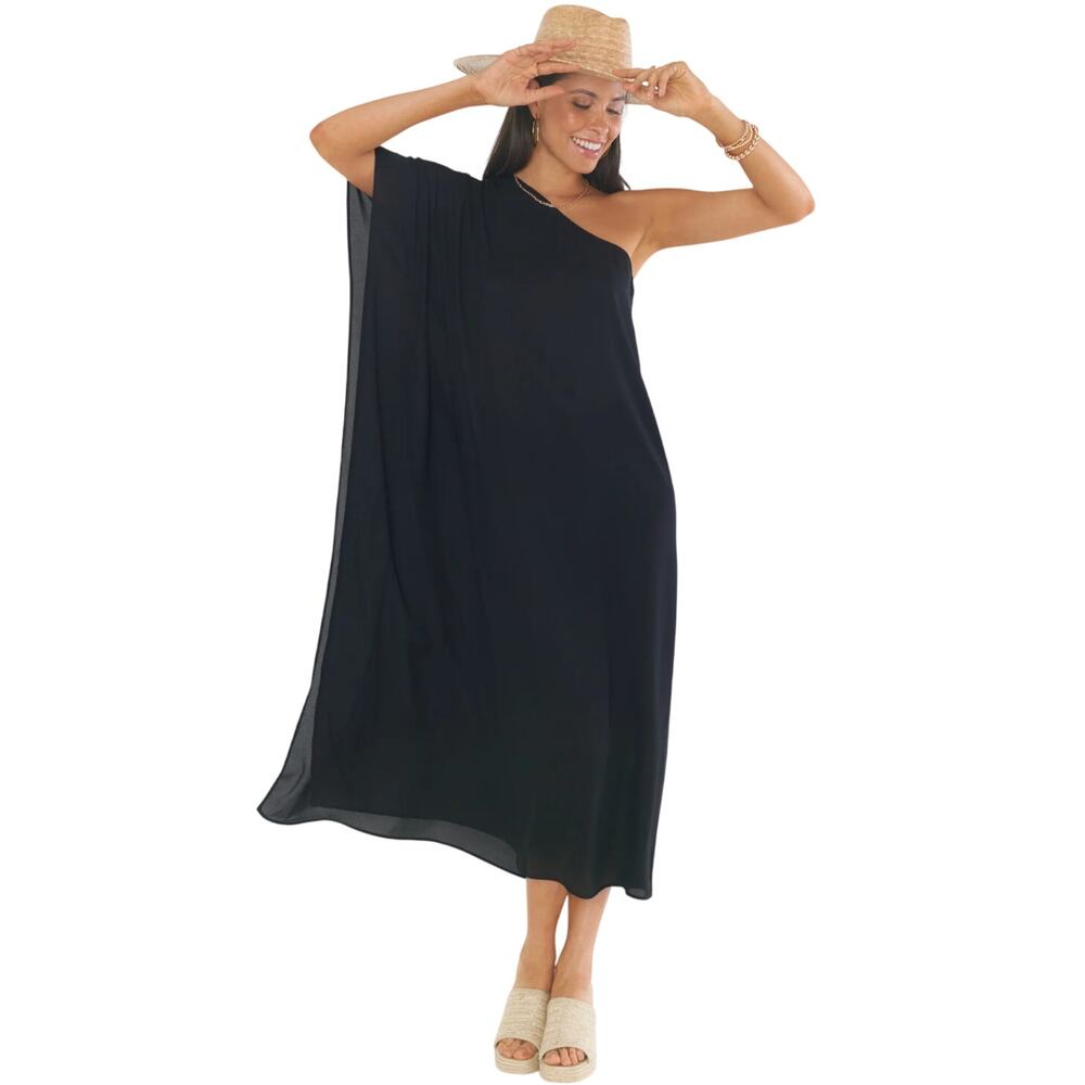Show Me Your Mumu Tropez Maxi Dress XXL Black One Shoulder Formal Resort NWT